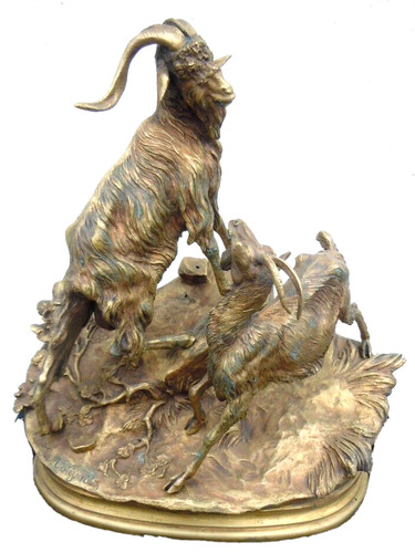 Sculpture bronze chèvres des