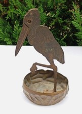 coupe cigare cendrier cigogne fer forgé laiton Jugendstil rare antique ashtray