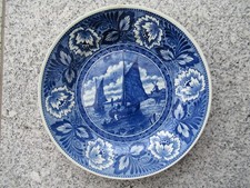 ASSIETTE MURALE FAÏENCE DE DELFT Décor Bâteau 23,5 cm