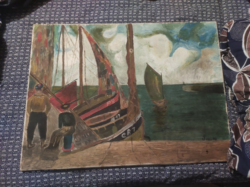Ancien tableau huile sur toile - tableau,