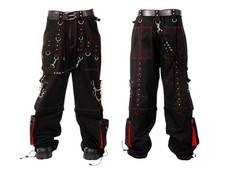 Pantalon cargo gothique en coton noir : pantalon streetwear punk rock avec br...