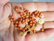 CHAPELET ANCIEN CORAIL NATUREL ANTIQUE CORAL ROSARY
