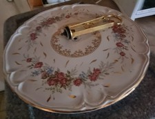 Plateau Fromages Porcelaine France. Poignée amovible. Décor Floral.excellent Eta