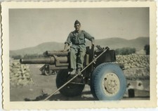 PHOTO ANCIENNE - VINTAGE SNAPSHOT-MILITAIRE ARME CANON COLORISÉE NEDROMA ALGÉRIE