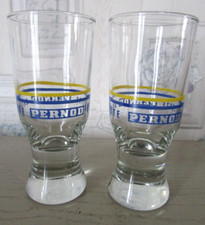Ensemble de 2 verres Pernod Anisette Logo Jaune et bleu Hauteur 13,2 cm