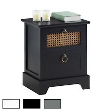 Table de chevet 2 tiroirs table de nuit en bois et rotin design vintage