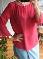 Top blouse ESPRIT 38/40 rose foncé manches 3/4