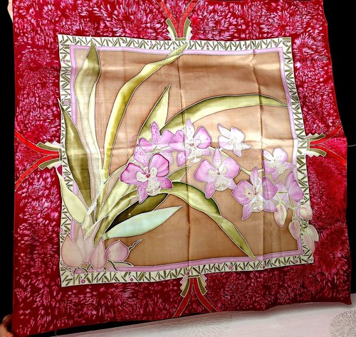 Foulard soie peint la main - ,