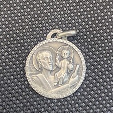 Ancien Pendentif En Argent Massif 800 Breloque religieux Saint Christophe