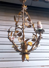 Rare lustre cage en fer forgé