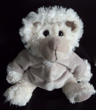 V9. DOUDOU PELUCHE LA GALLERIA OURS BLANC MANTEAU CAPUCHE GRIS BILLESEXC. ETAT