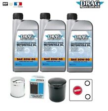 Pack Vidange Drag  3 Bidon Huile 20w50 Pour Harley Davidson Twin Cam 2000-2018