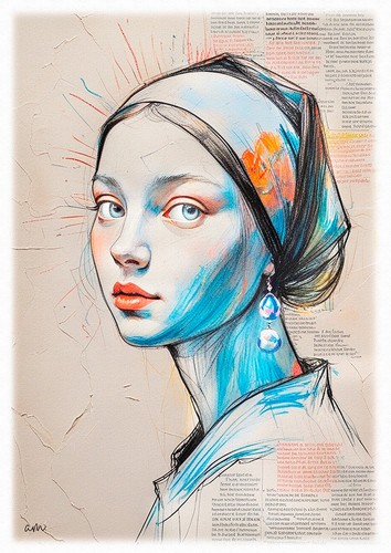 Tableau portrait jeune fille - portrait,