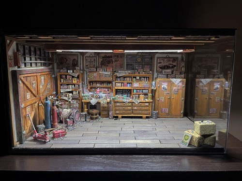 Diorama garage ancienne - diorama, 1/18