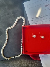 collier + boucle d'oreille or jaune perle de culture baroque