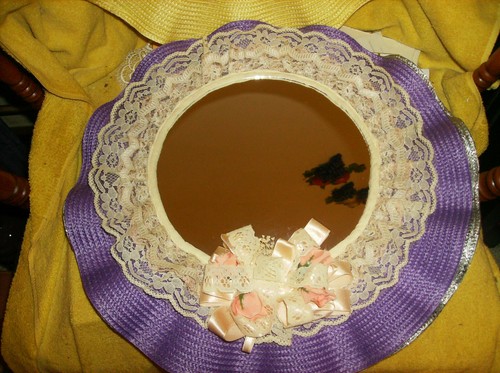 Peach cream lace mirror - cream,