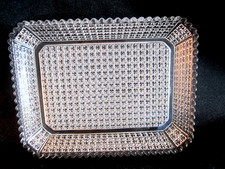 ANCIEN PLATEAU COUPE CRISTAL MASSIF VAL ST LAMBERT BELGIQUE MOTIF POINTE DIAMENT