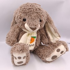 Grand doudou peluche lapin marron écharpe blanche carotte love - 36365