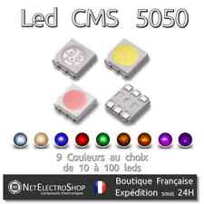 Leds CMS SMD 5050 Haute Luminosité PLCC-6, Choix 9 couleurs, 10 à 100 leds