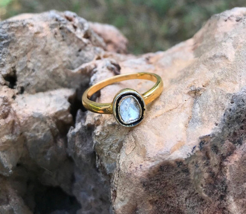 Bague diamant polki taille - bague,