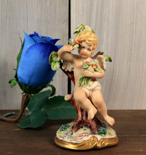 Ancien Figurine en Porcelaine de Capodimonte Angelot Ange Signé Rory Italie