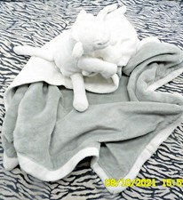 J/ DOUDOU COUVERTURE NOUKIES POUDRE D'ETOILES VACHE LOLA BLANC GRIS 75CM  NEUF