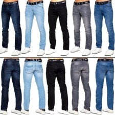 Enzo Jeans Hommes Droit Jambe Pantalon Coupe Standard Sans Ceinture Tailles UK