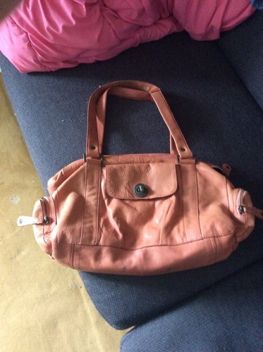 Sac main cuir rose - à,