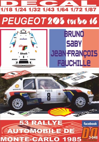 Decal peugeot 205 turbo - turbo, 16