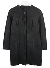 MASSIMO DUTTI Veste Femme Petite Cuir De Mouton Noir Fermeture Éclair Mi-Longue