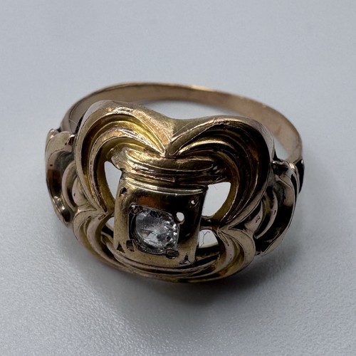 Bague ancienne plaque or - en,