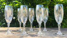 Vintage 8 flûtes à champagne en cristal Cristal d'Arques modèle Comtesse