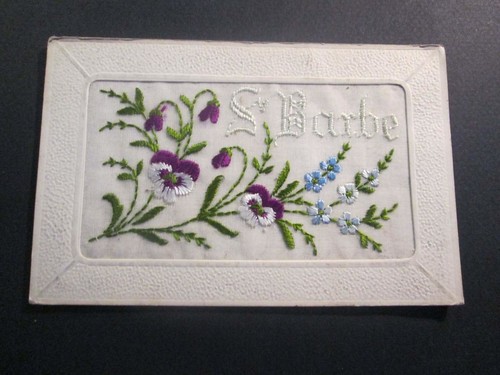 Carte postale fantaisie brodee