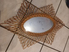 Grand Miroir Rotin Vintage