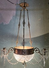 Lustre Pampilles Perles Ancien