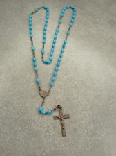 ANCIEN CHAPELET PERLES BLEUES - REF08628J