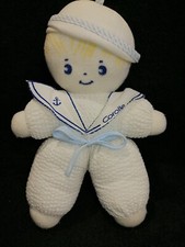 Doudou poupée  marin blanc et bleu Corolle Etat neuf