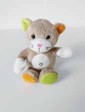 Peluche/Doudou Petit Chat Marron Blanc Pattes Vert Orange Nez Rose 17cm Minifeet