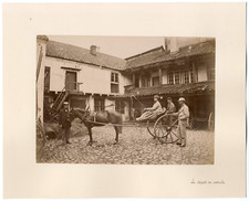 Norway, le départ en carriole vintage albumen print, Norvège Tirage albuminé 