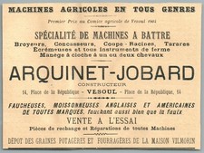1907 Arquinet-Jobard Constructeur Machines Agricoles à Vesoul (70) Pub Ancienne