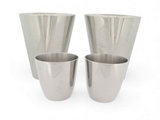 VINTAGE LOT DE 4 TIMBALES HERMES TIMBALES A EAU 070001P EN ETAIN ARGENTE CUPS