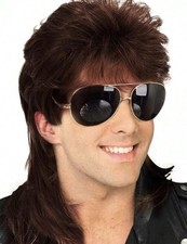 Perruque Synthétique Mulet Homme Marron Foncé Courte Style A Frange +1 Bonnet