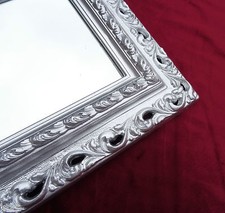 Miroir Mural 43x36 Baroque Rectangulaire Repro Argent Cadre D'Image Arabesco 2