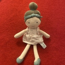 ?? Doudou Poupée Chiffon  Robe Rose Chignon  Vert 30 Cm Obaibi Okaidi TTBE