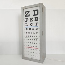 LAMPE ECHELLE OPTOMETRIQUE LUMINEUSE VINTAGE 1970 EN BOIS & PLASTIQUE 70S 1970S