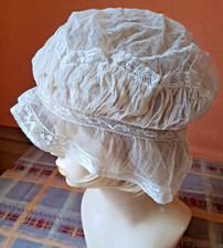 Coiffe début XXe en tulle et dentelle