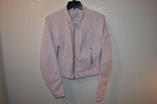 GUESS Womens Faux Leather Jacket Size L Pink 