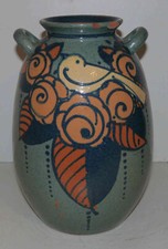 Vase ancien en terre cuite émaillée  art nouveau  « Paul Jacquet »