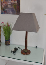 Trés belle lampe bois laiton art deco style mazda unilux cosy