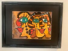 Peinture Toile souple ,acrylique style cubisme colorée, art moderne . 